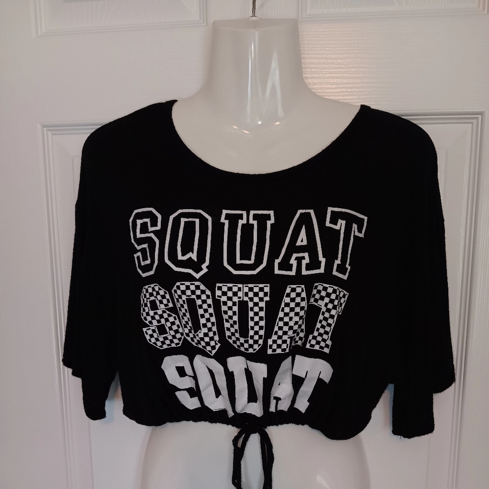 Top Girl LA Women's S Tummy Top Black White Work Out Shirt
